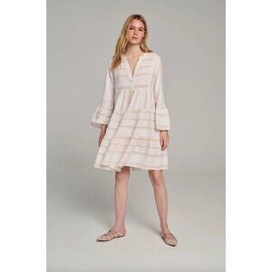 Devotion Twins Ella Dress XS Cream Ecru Tiered Bell Sleeve Boho Resort Tunic